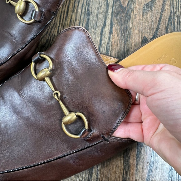 Gucci brown leather horsebit slip-on mule loafers size 13 - Picture 11 of 11